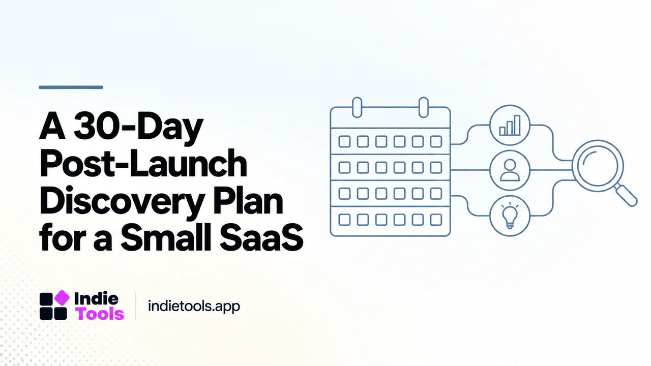A 30-Day Post-Launch Discovery Plan for a Small SaaS — IndieTools guide