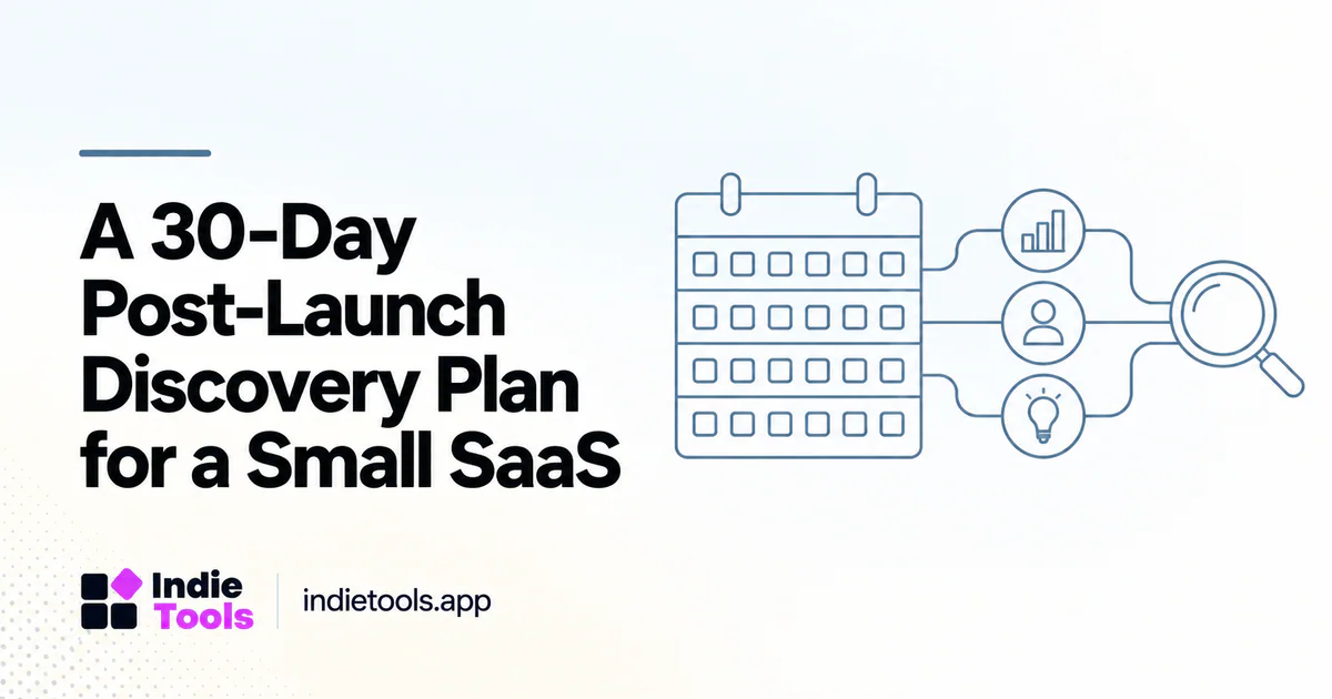 A 30-Day Post-Launch Discovery Plan for a Small SaaS — IndieTools guide