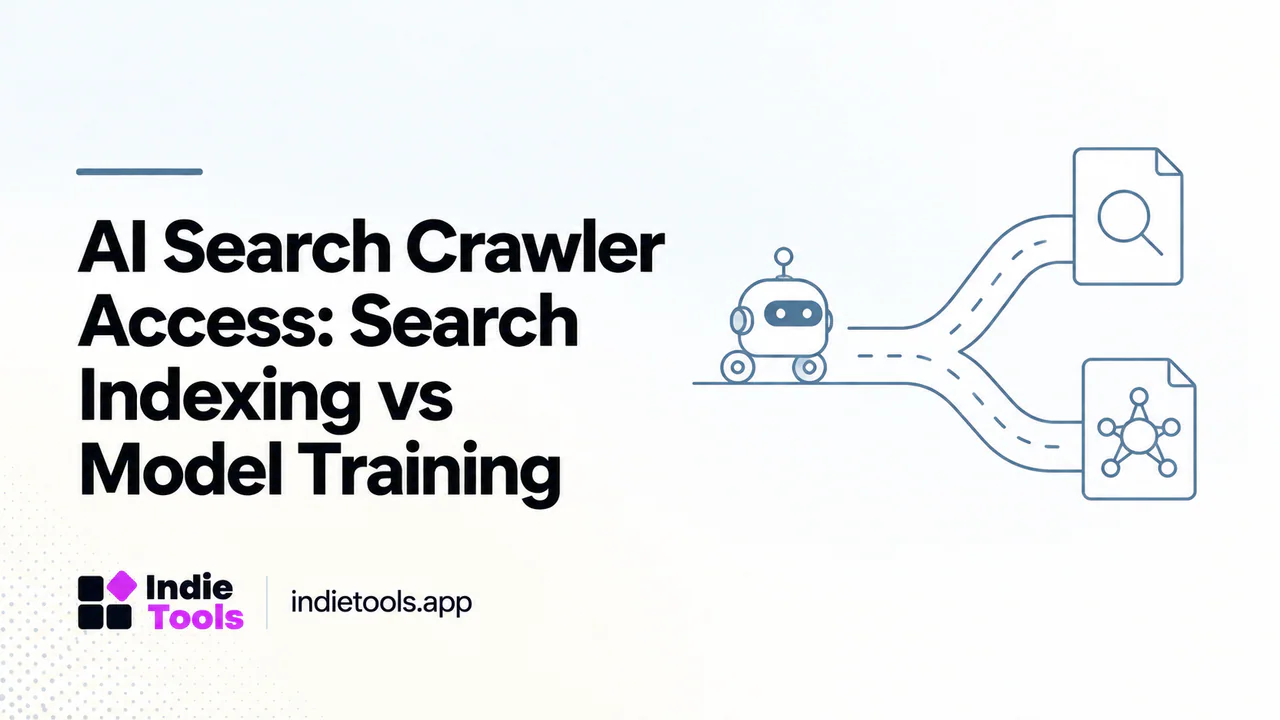 AI Search Crawler Access: Search Indexing vs Model Training — IndieTools guide