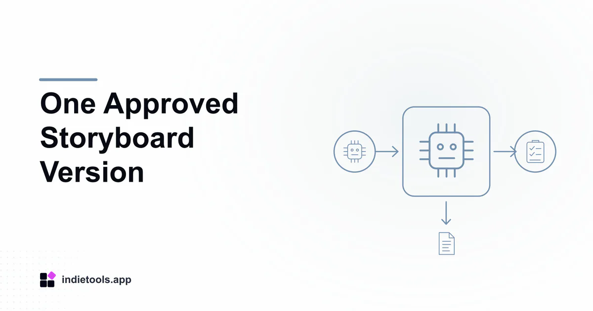 One Approved Storyboard Version: ai illustration with IndieTools branding
