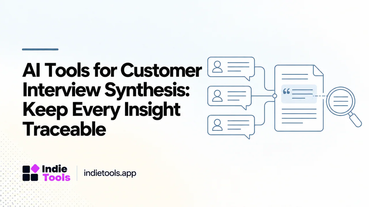 AI Tools for Customer Interview Synthesis: Keep Every Insight Traceable — IndieTools guide