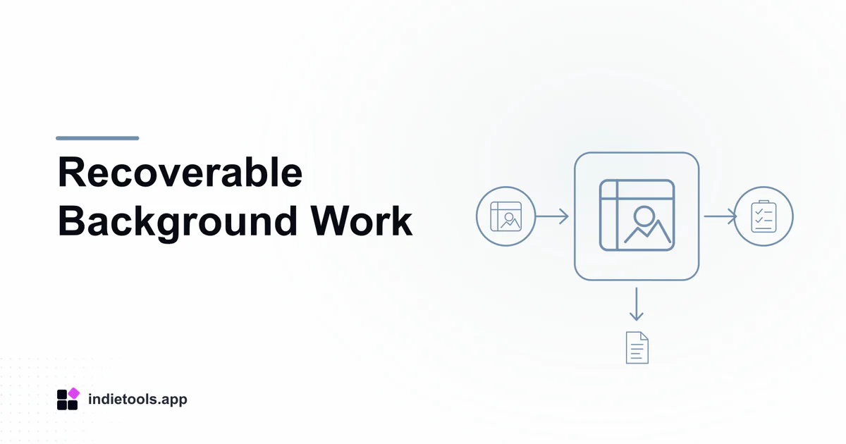 Recoverable Background Work: design illustration with IndieTools branding