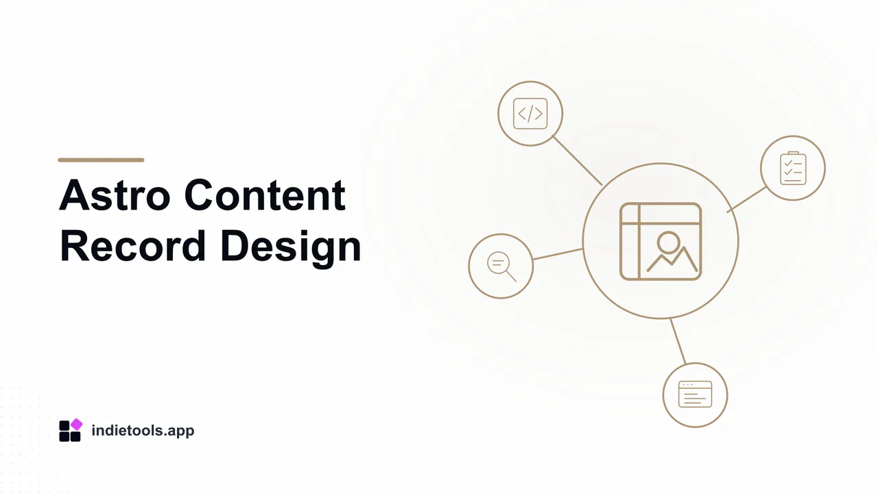 Astro Content Record Design: design illustration with IndieTools branding