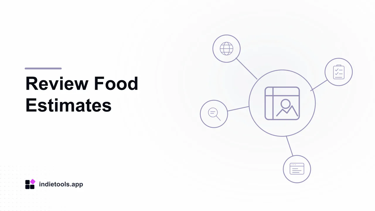 Review Food Estimates: design illustration with IndieTools branding