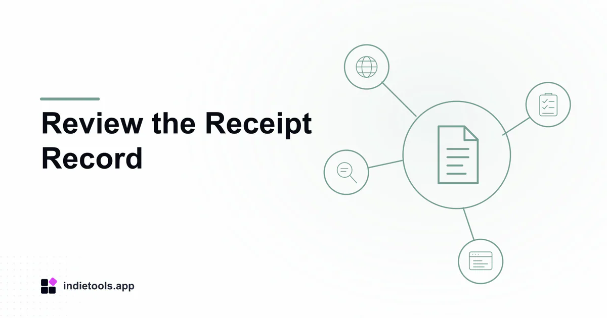 Review the Receipt Record: document illustration with IndieTools branding