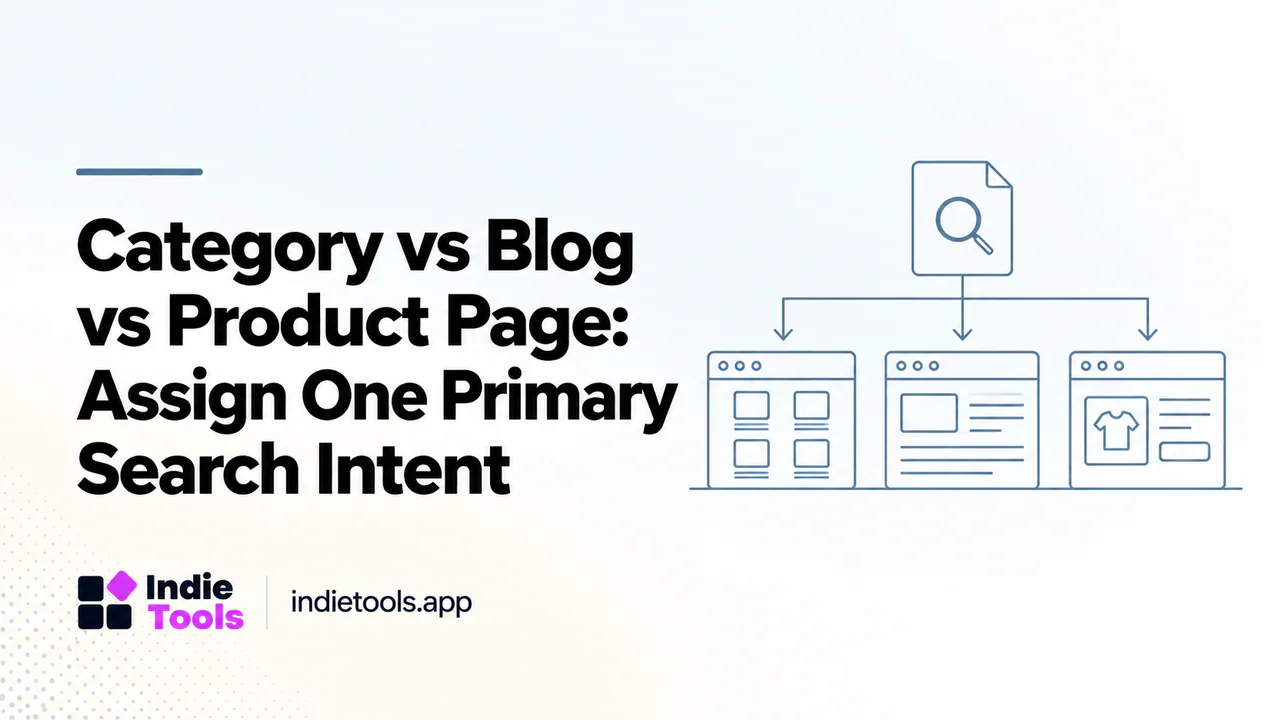 Category vs Blog vs Product Page: Assign One Primary Search Intent — IndieTools guide