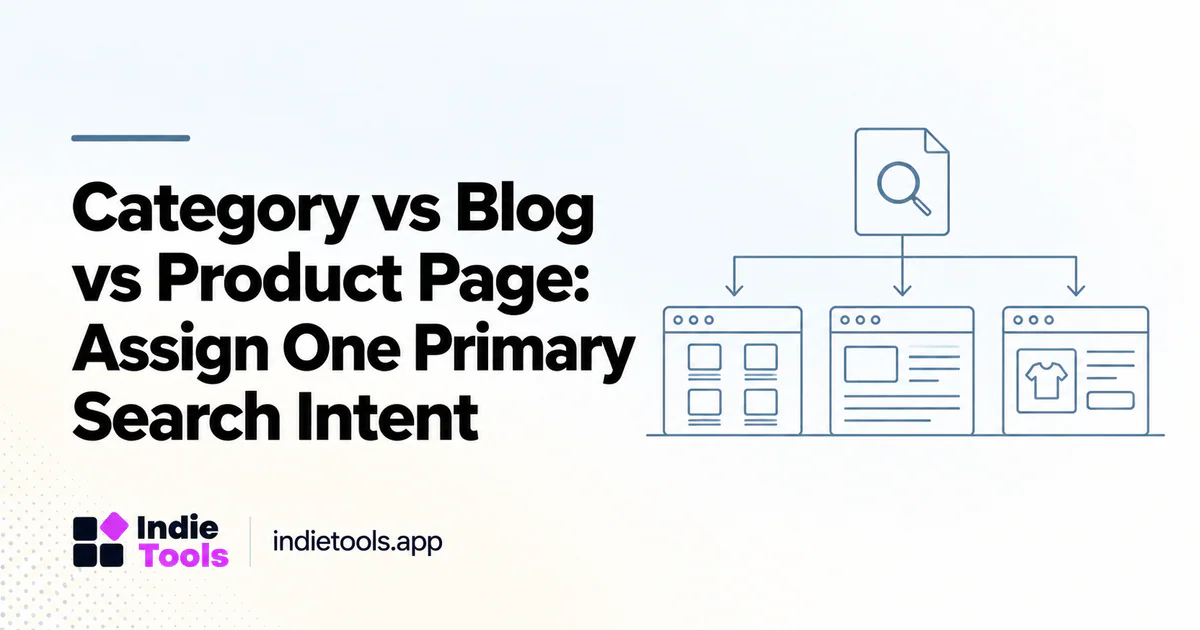 Category vs Blog vs Product Page: Assign One Primary Search Intent — IndieTools guide