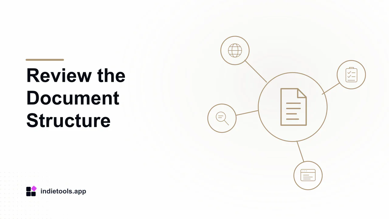 Review the Document Structure: document illustration with IndieTools branding