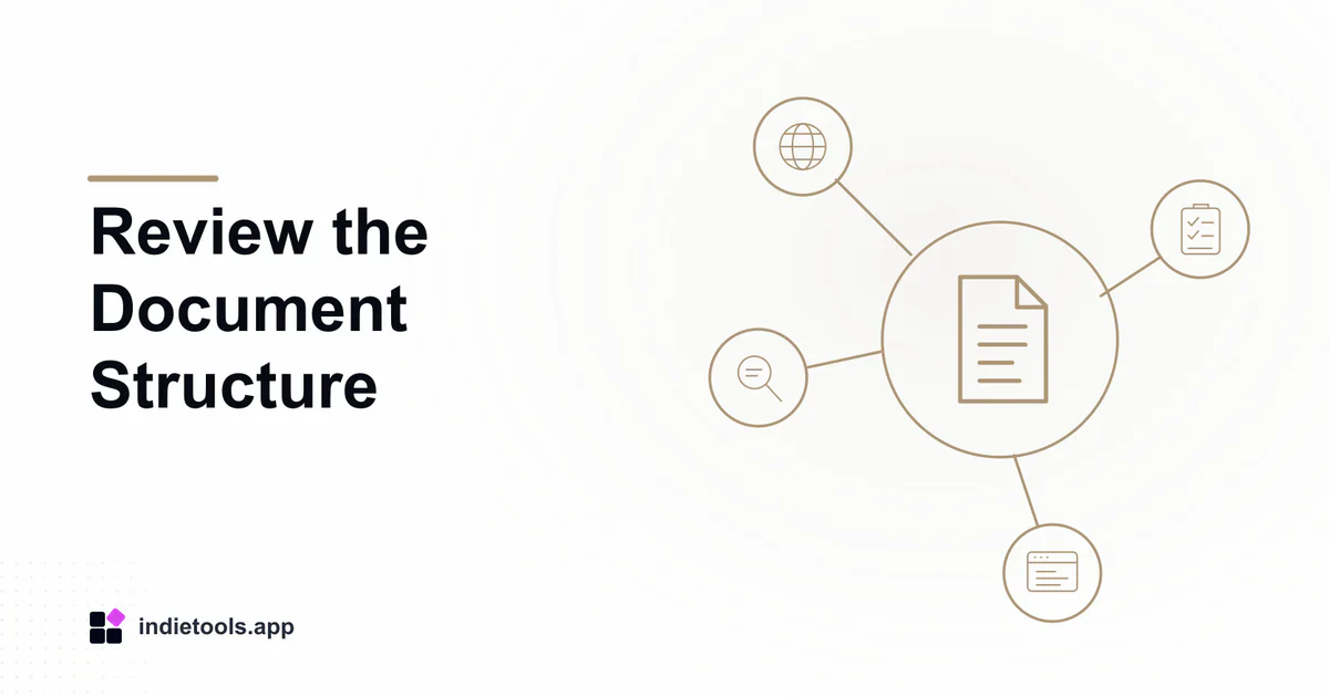 Review the Document Structure: document illustration with IndieTools branding