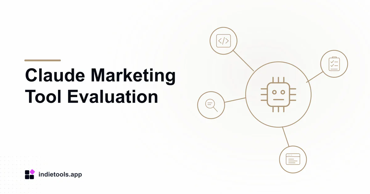 Claude Marketing Tool Evaluation: ai illustration with IndieTools branding