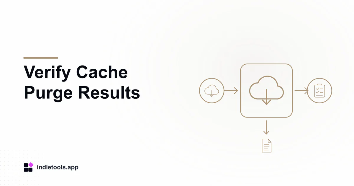 Verify Cache Purge Results: cloud illustration with IndieTools branding