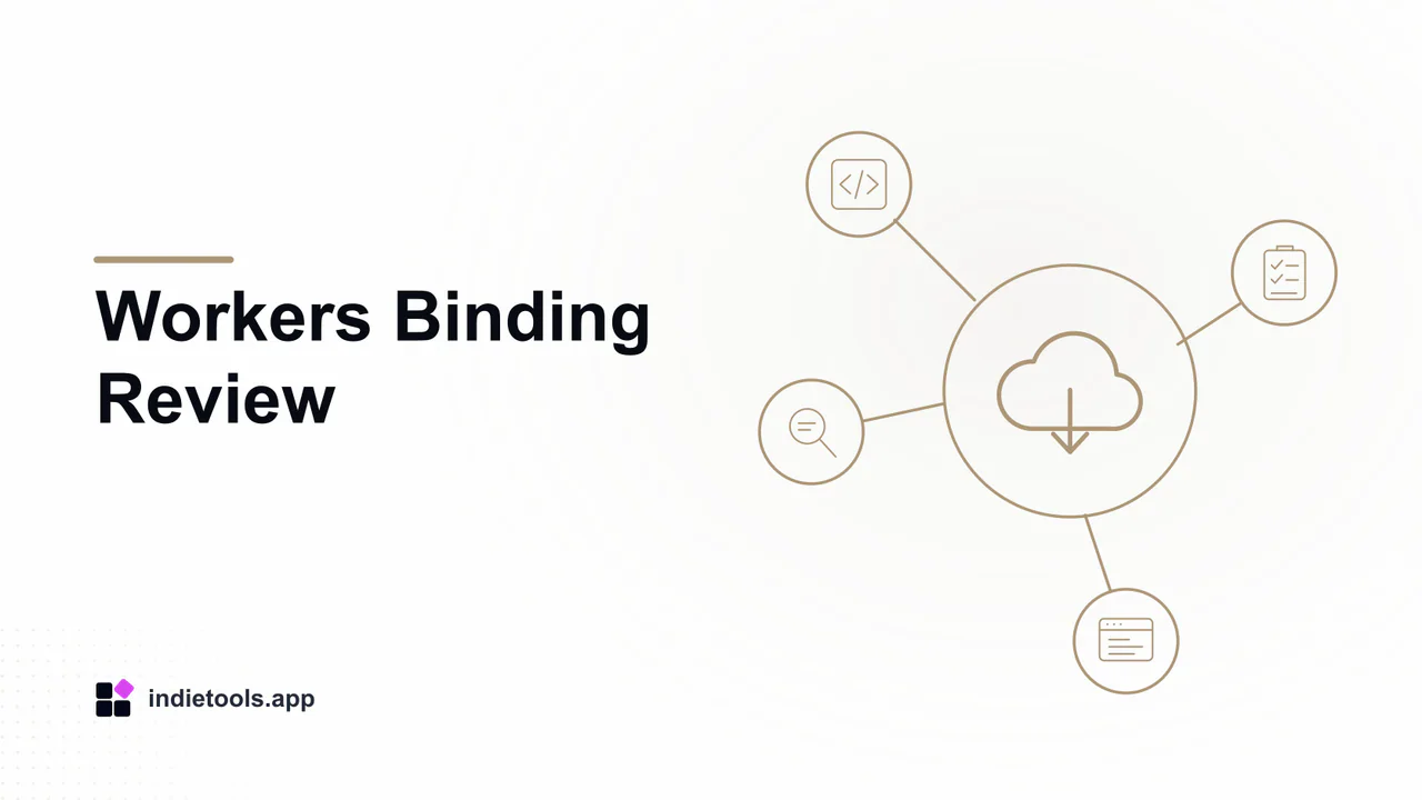 Workers Binding Review: cloud illustration with IndieTools branding