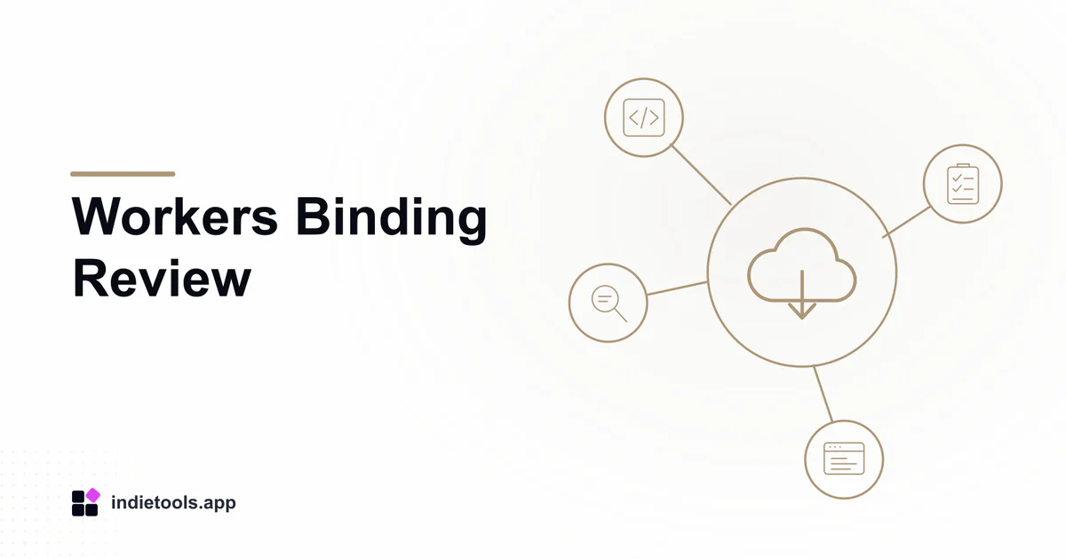 Workers Binding Review: cloud illustration with IndieTools branding