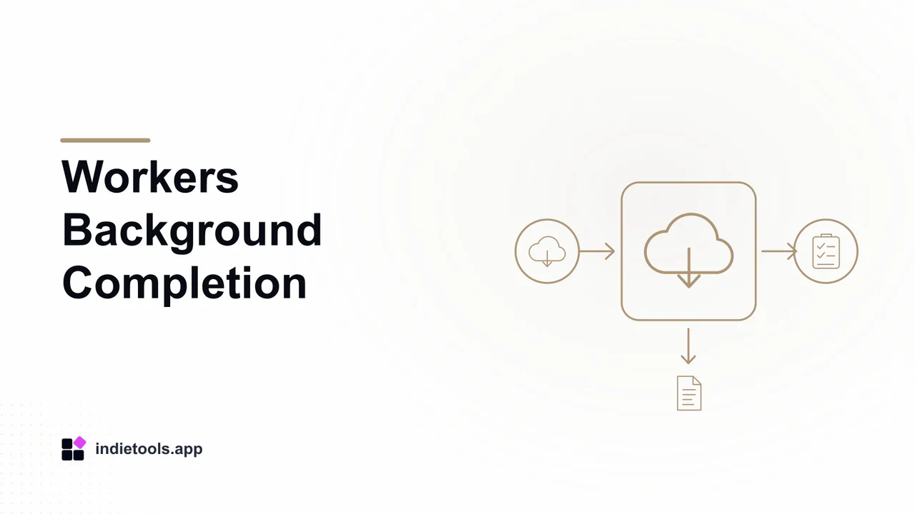 Workers Background Completion: cloud illustration with IndieTools branding