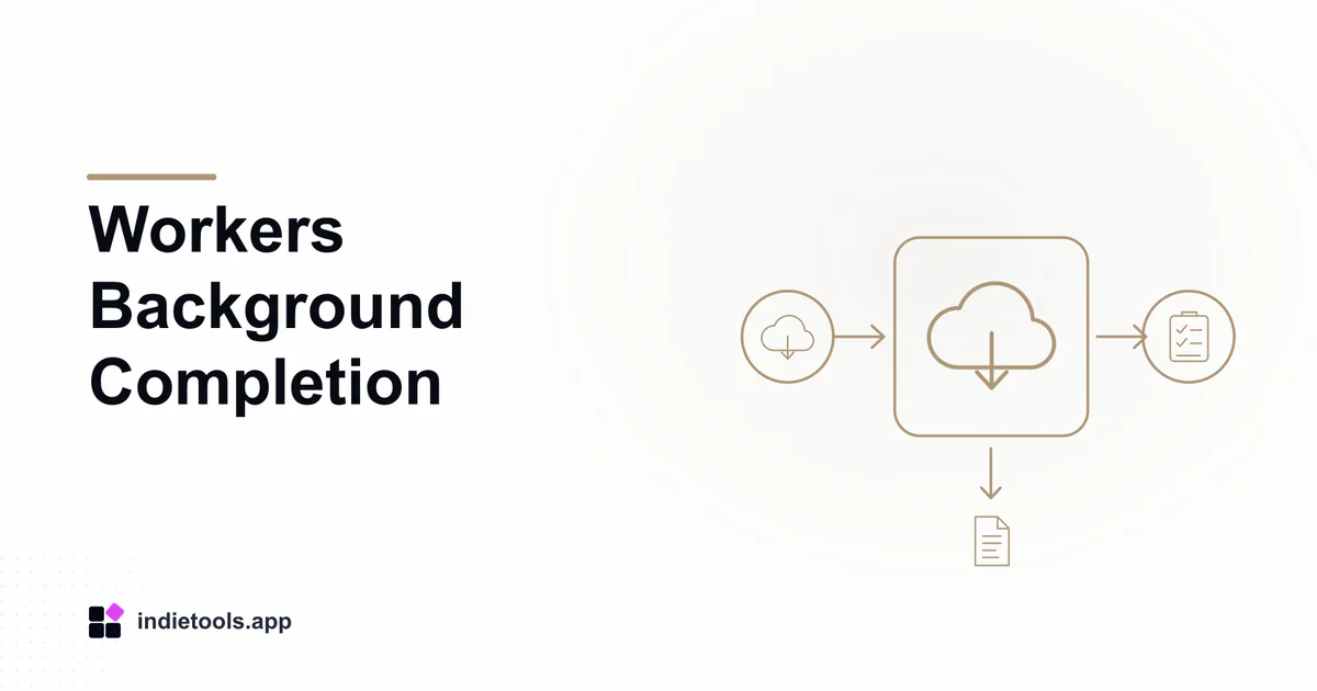 Workers Background Completion: cloud illustration with IndieTools branding