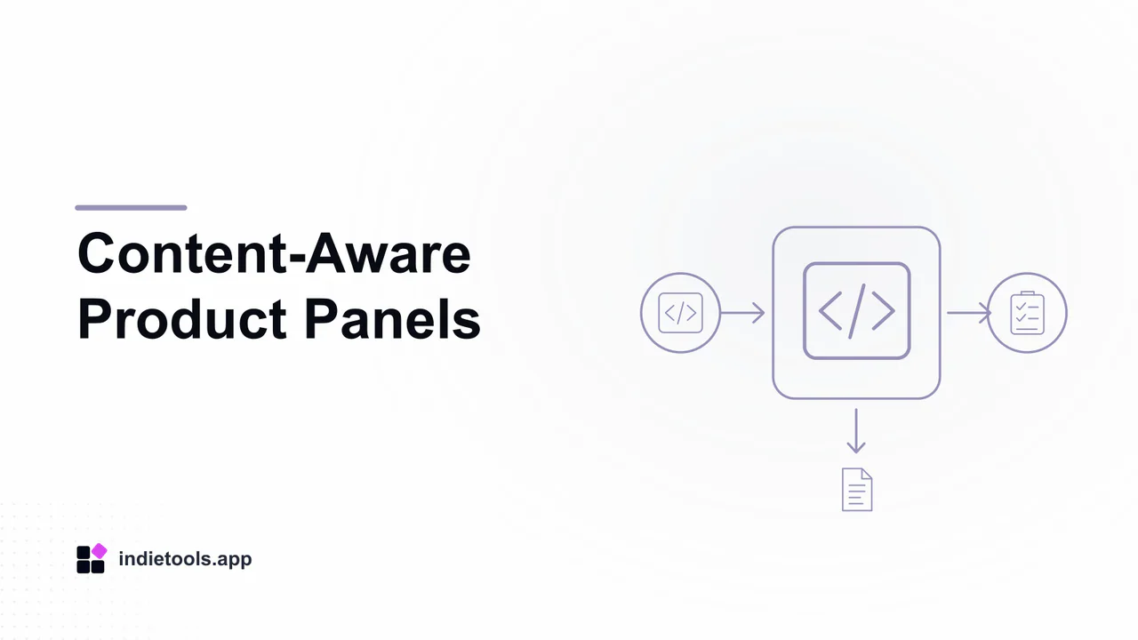 Content-Aware Product Panels: code illustration with IndieTools branding