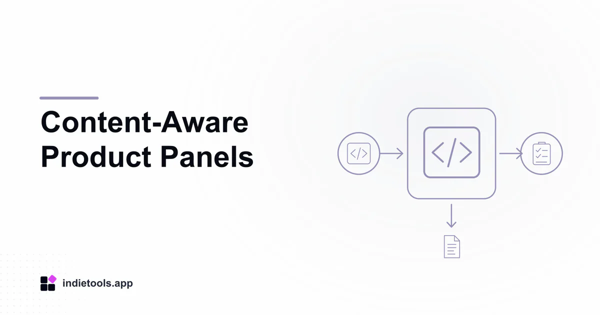 Content-Aware Product Panels: code illustration with IndieTools branding