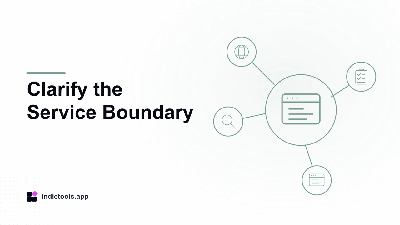 Clarify the Service Boundary: browser illustration with IndieTools branding