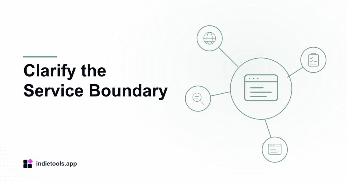Clarify the Service Boundary: browser illustration with IndieTools branding