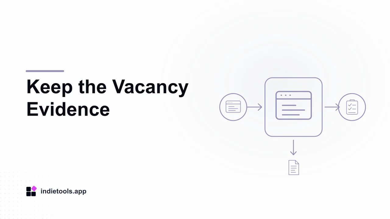 Keep the Vacancy Evidence: browser illustration with IndieTools branding