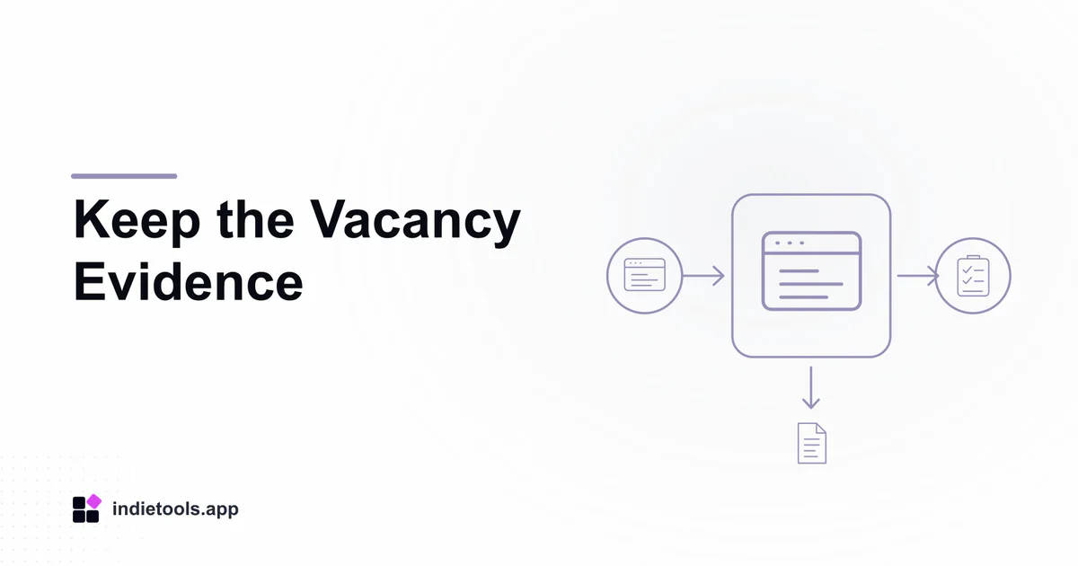 Keep the Vacancy Evidence: browser illustration with IndieTools branding