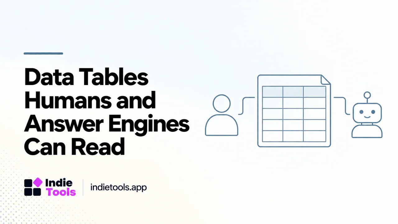 Data Tables Humans and Answer Engines Can Read — IndieTools guide