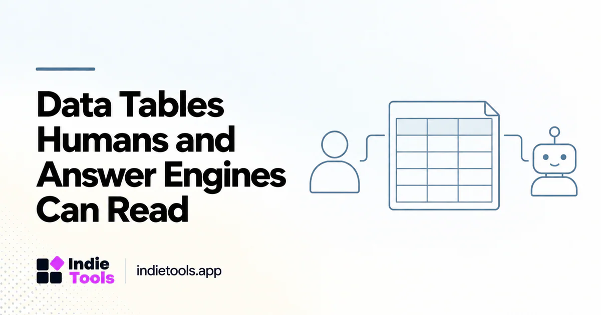 Data Tables Humans and Answer Engines Can Read — IndieTools guide