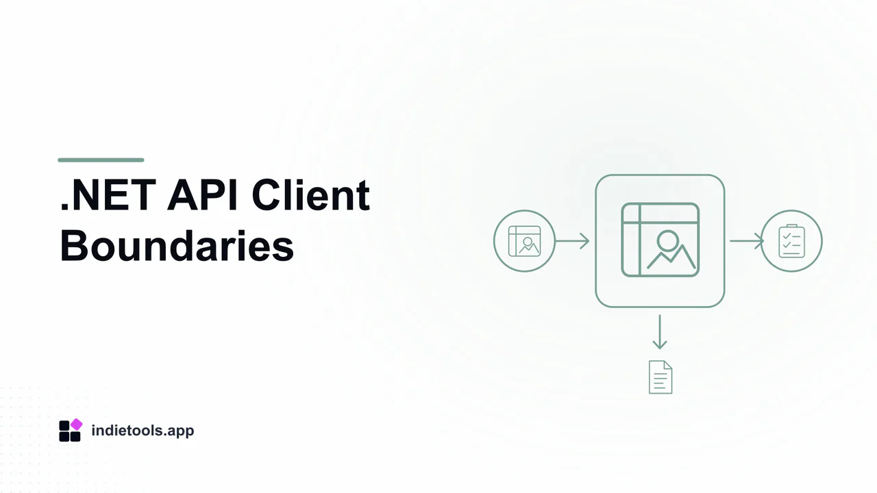 .NET API Client Boundaries: design illustration with IndieTools branding