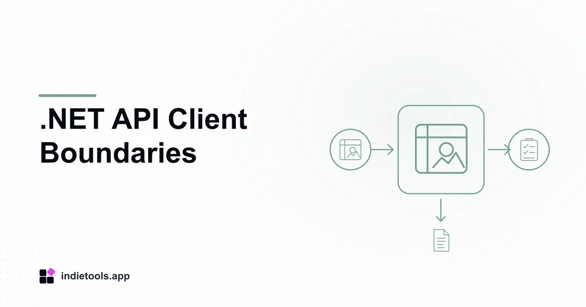 .NET API Client Boundaries: design illustration with IndieTools branding