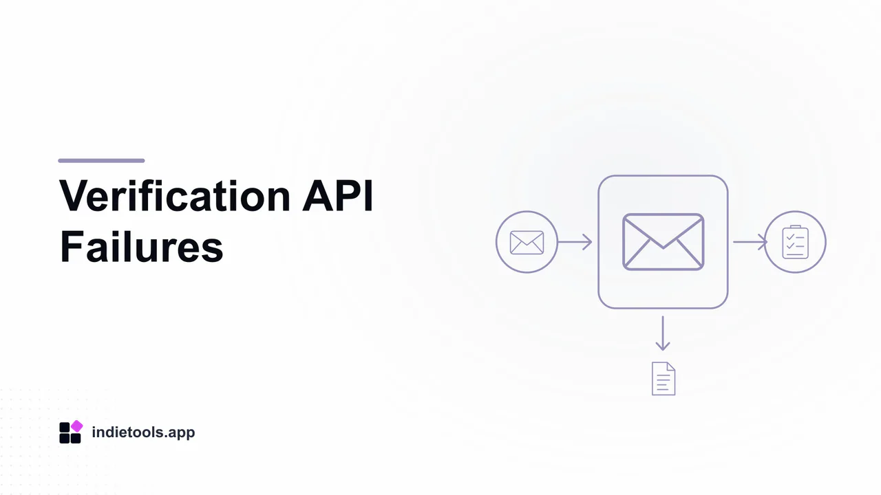 Verification API Failures: email illustration with IndieTools branding