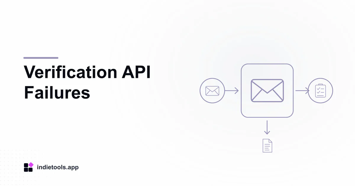 Verification API Failures: email illustration with IndieTools branding