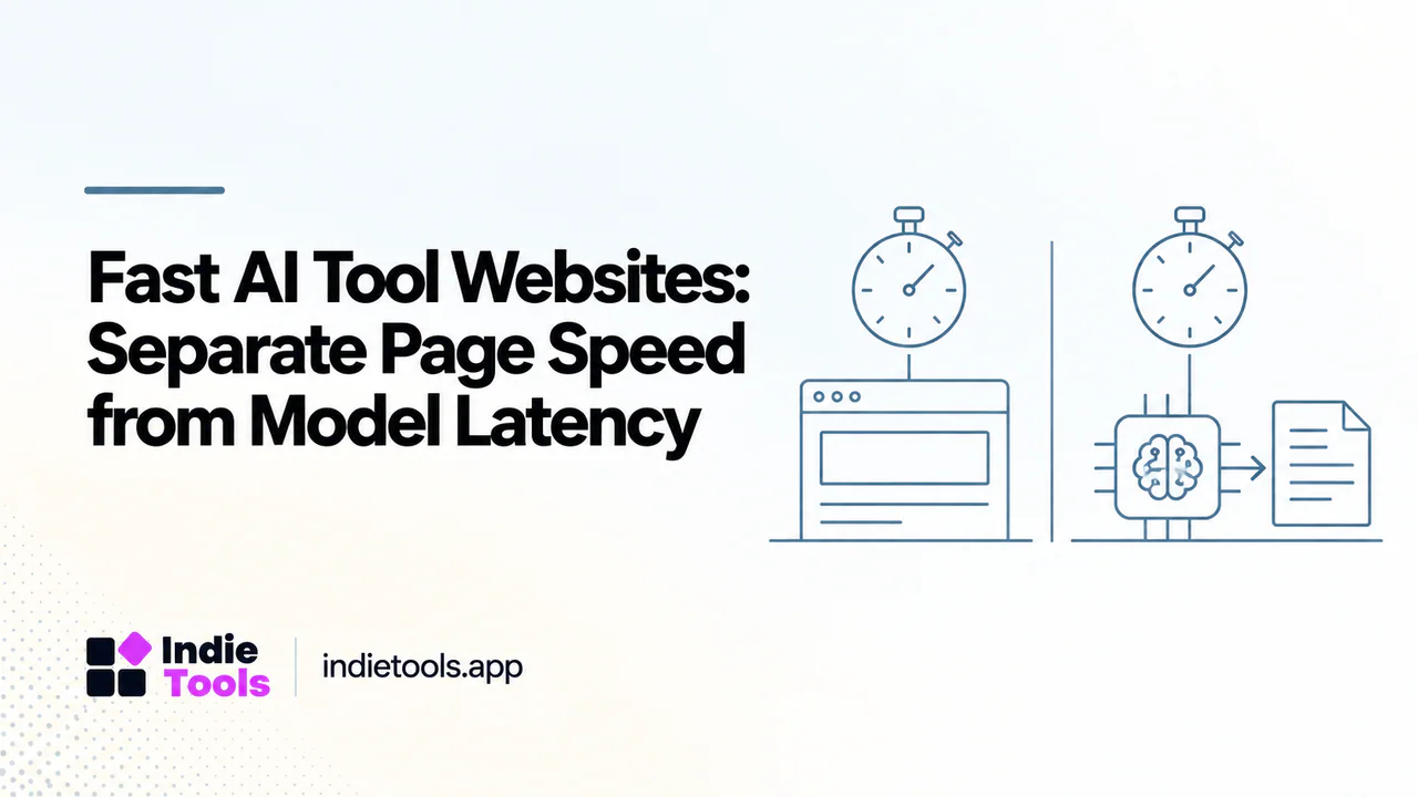 Fast AI Tool Websites: Separate Page Speed from Model Latency — IndieTools guide