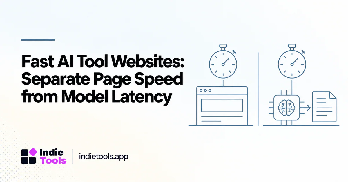 Fast AI Tool Websites: Separate Page Speed from Model Latency — IndieTools guide