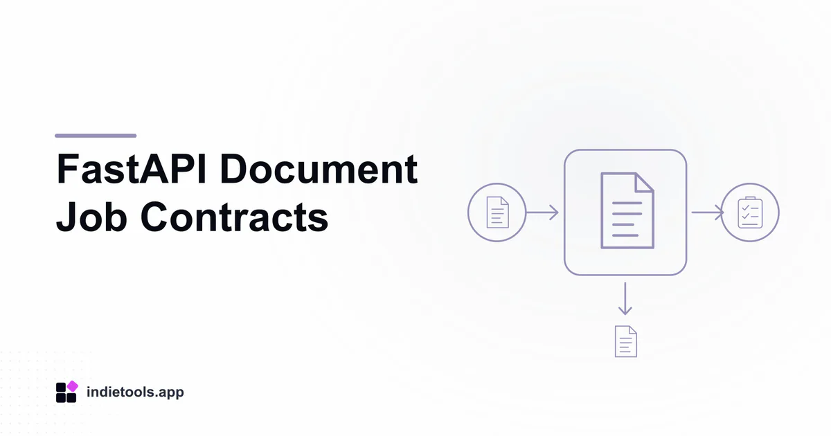 FastAPI Document Job Contracts: document illustration with IndieTools branding