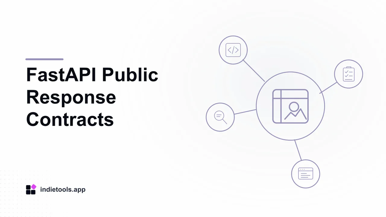 FastAPI Public Response Contracts: design illustration with IndieTools branding