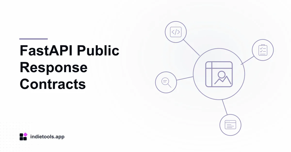 FastAPI Public Response Contracts: design illustration with IndieTools branding