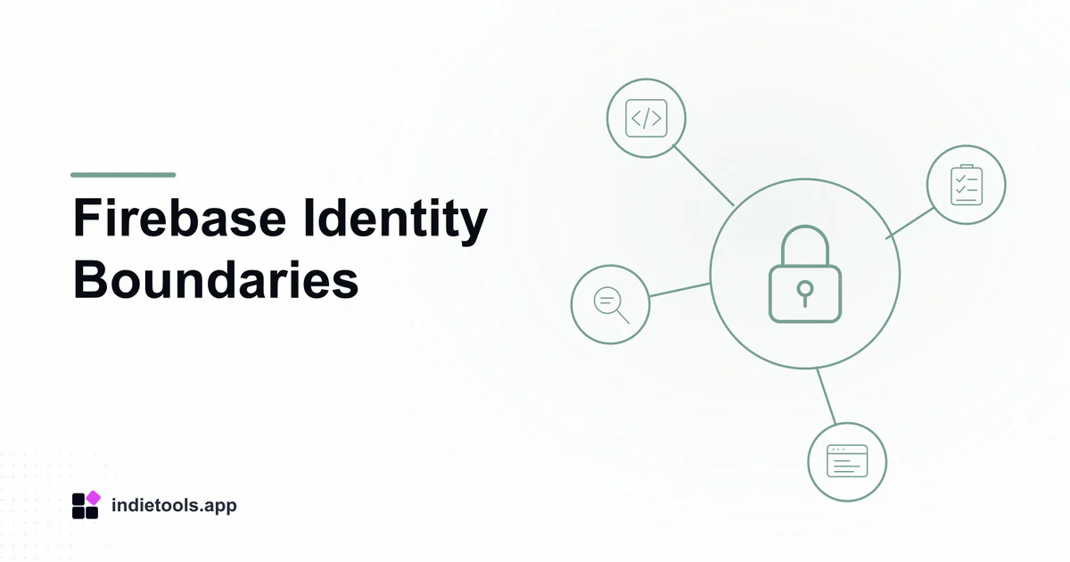 Firebase Identity Boundaries: lock illustration with IndieTools branding