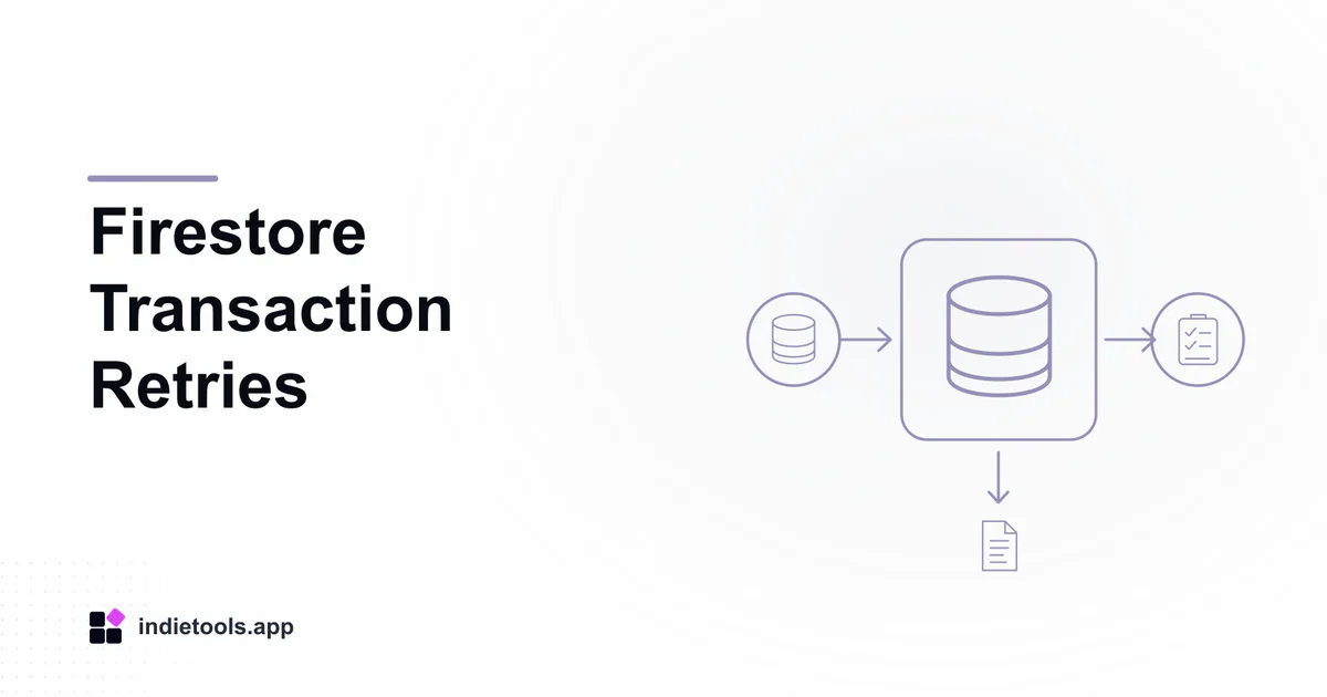 Firestore Transaction Retries: database illustration with IndieTools branding