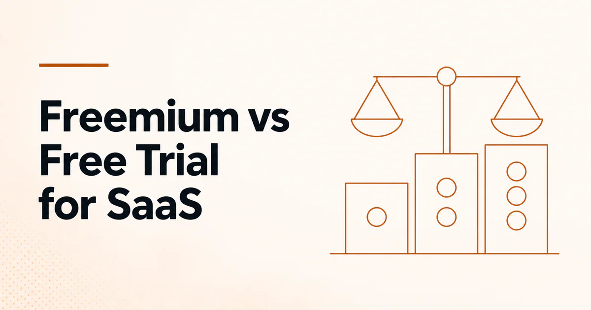 Freemium vs Free Trial for SaaS article cover showing text and balance scale illustration