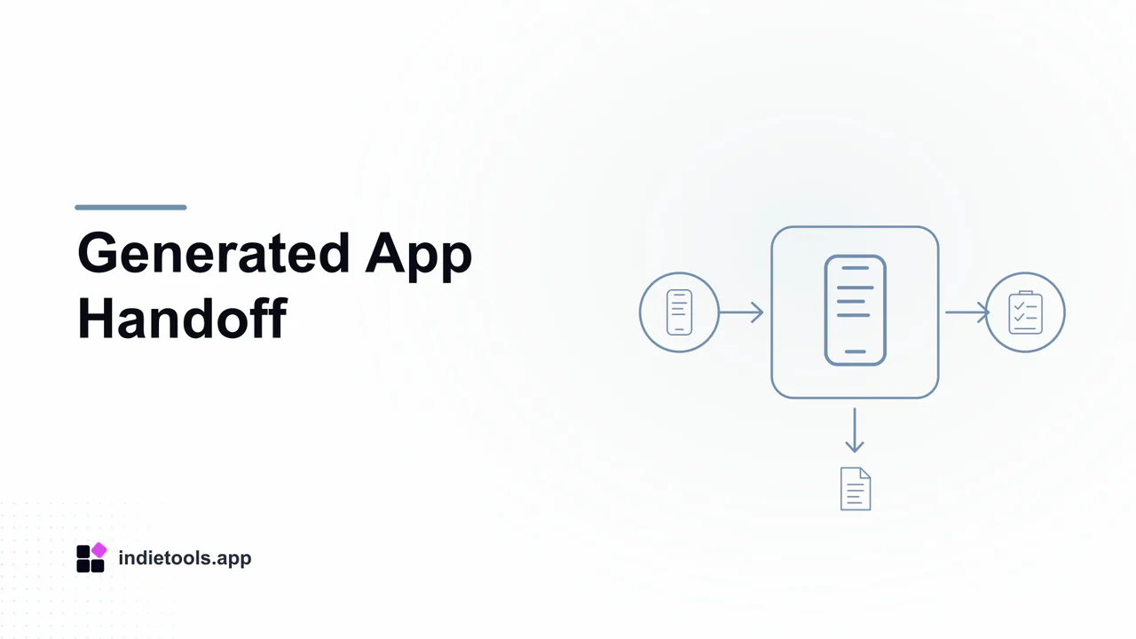 Generated App Handoff: phone illustration with IndieTools branding