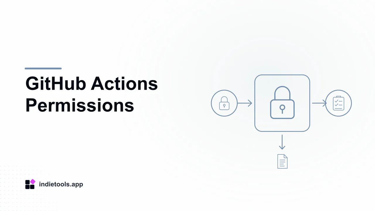 GitHub Actions Permissions: lock illustration with IndieTools branding