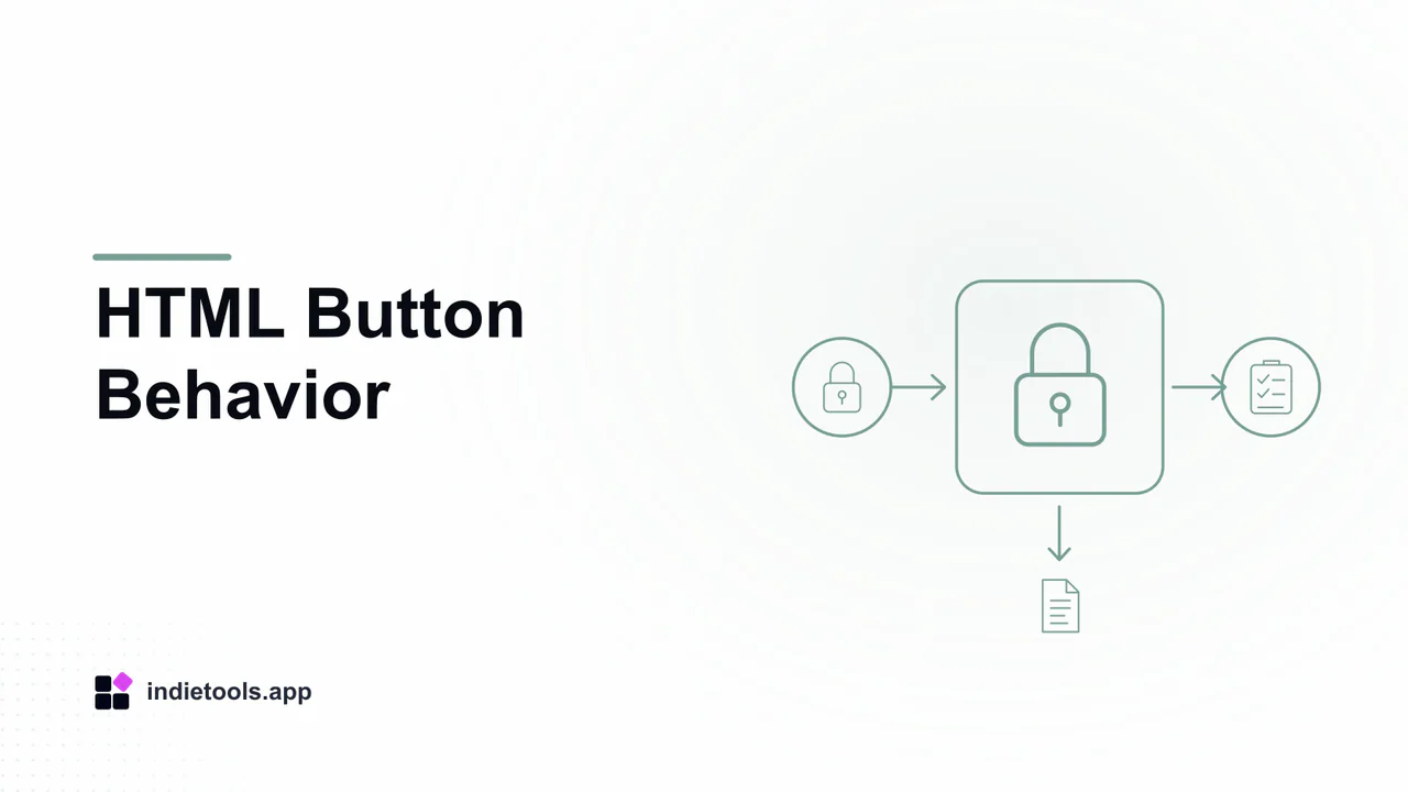 HTML Button Behavior: lock illustration with IndieTools branding