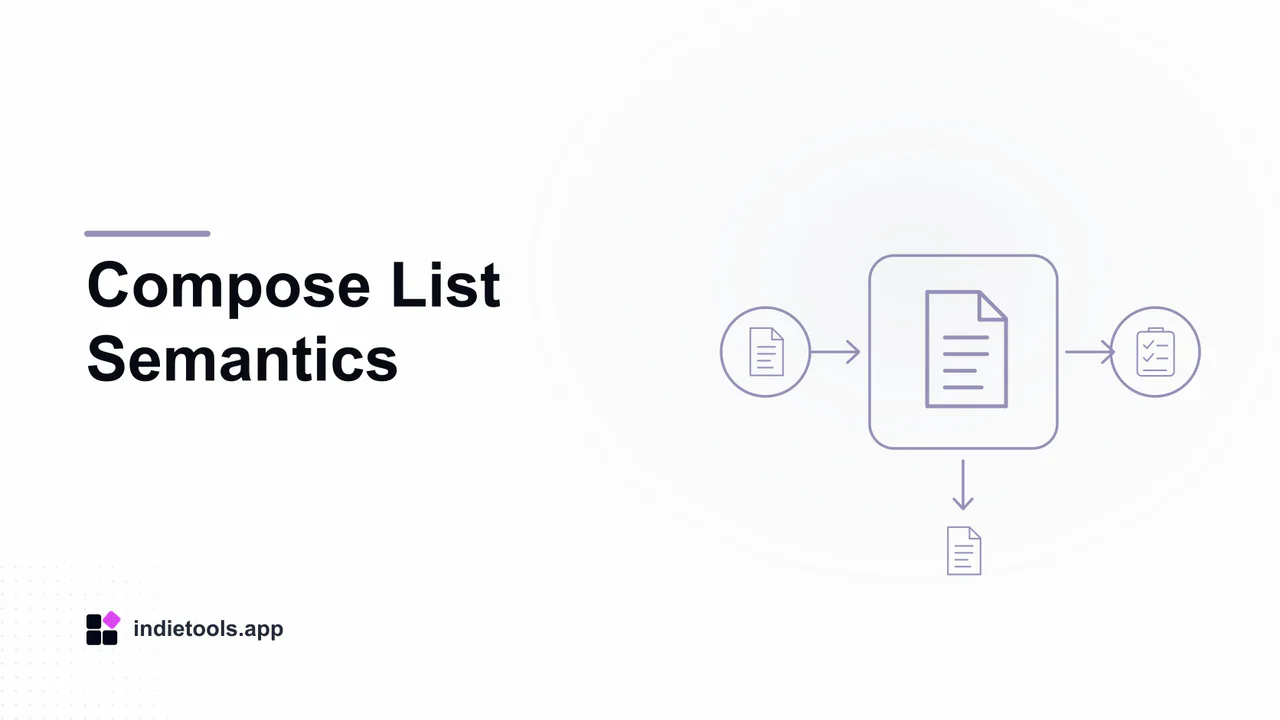 Compose List Semantics: document illustration with IndieTools branding