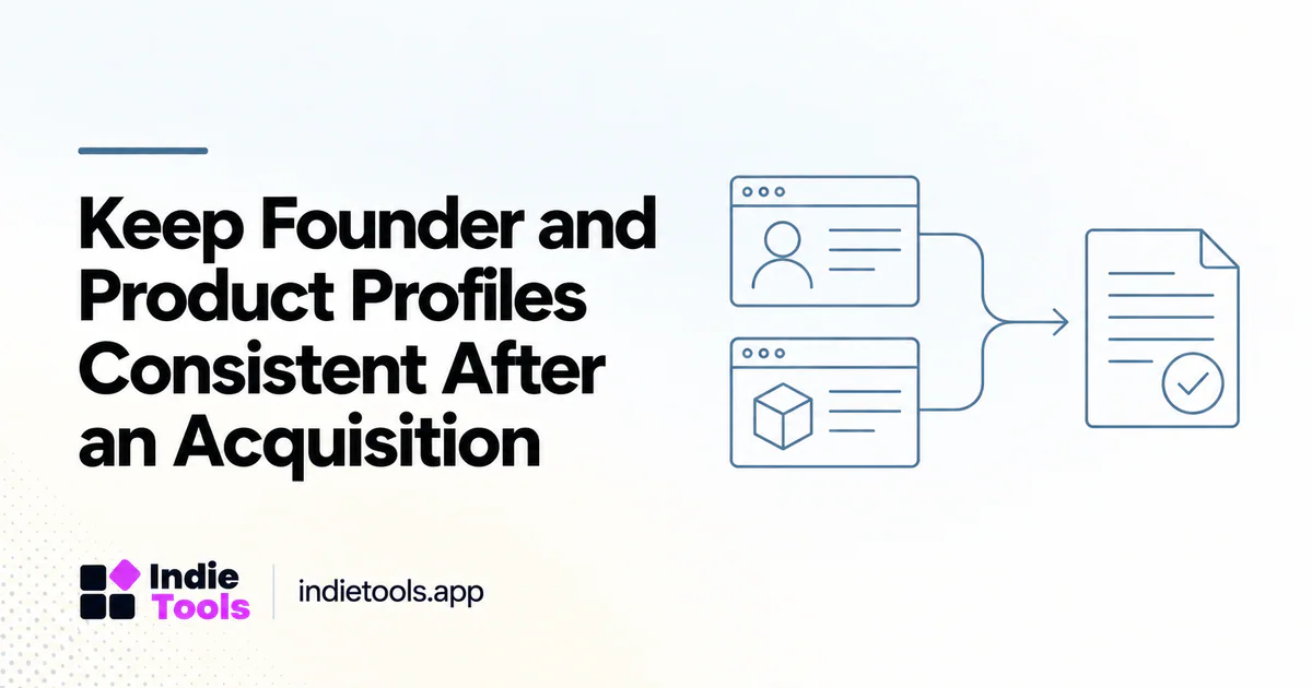 Keep Founder and Product Profiles Consistent After an Acquisition — IndieTools guide