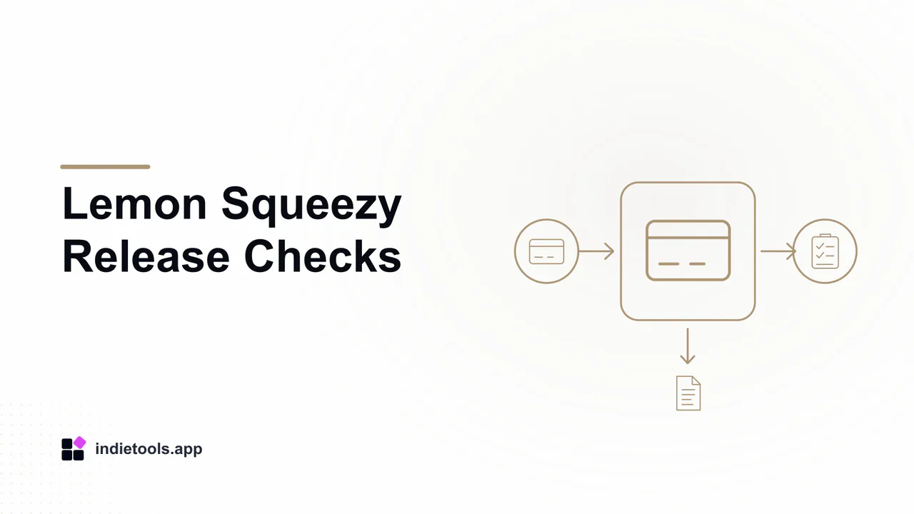 Lemon Squeezy Release Checks: payment illustration with IndieTools branding