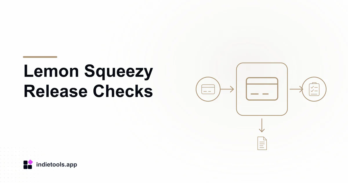 Lemon Squeezy Release Checks: payment illustration with IndieTools branding