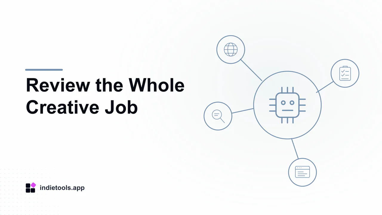 Review the Whole Creative Job: ai illustration with IndieTools branding
