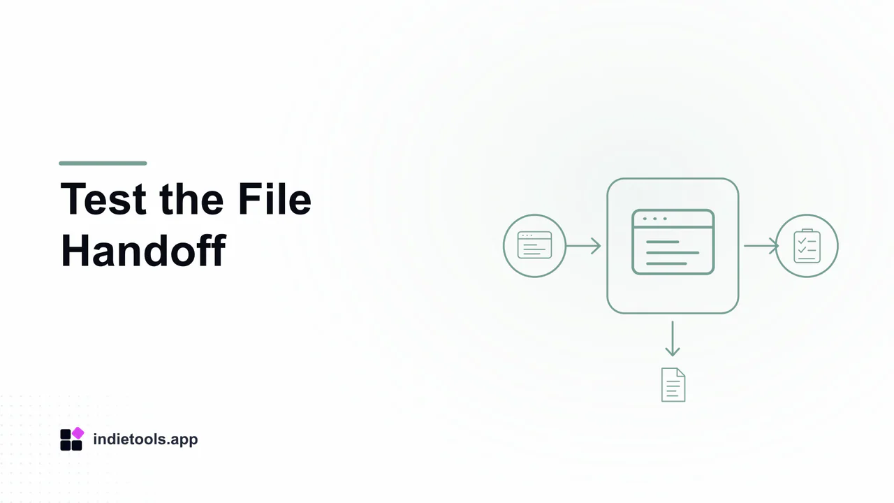 Test the File Handoff: browser illustration with IndieTools branding