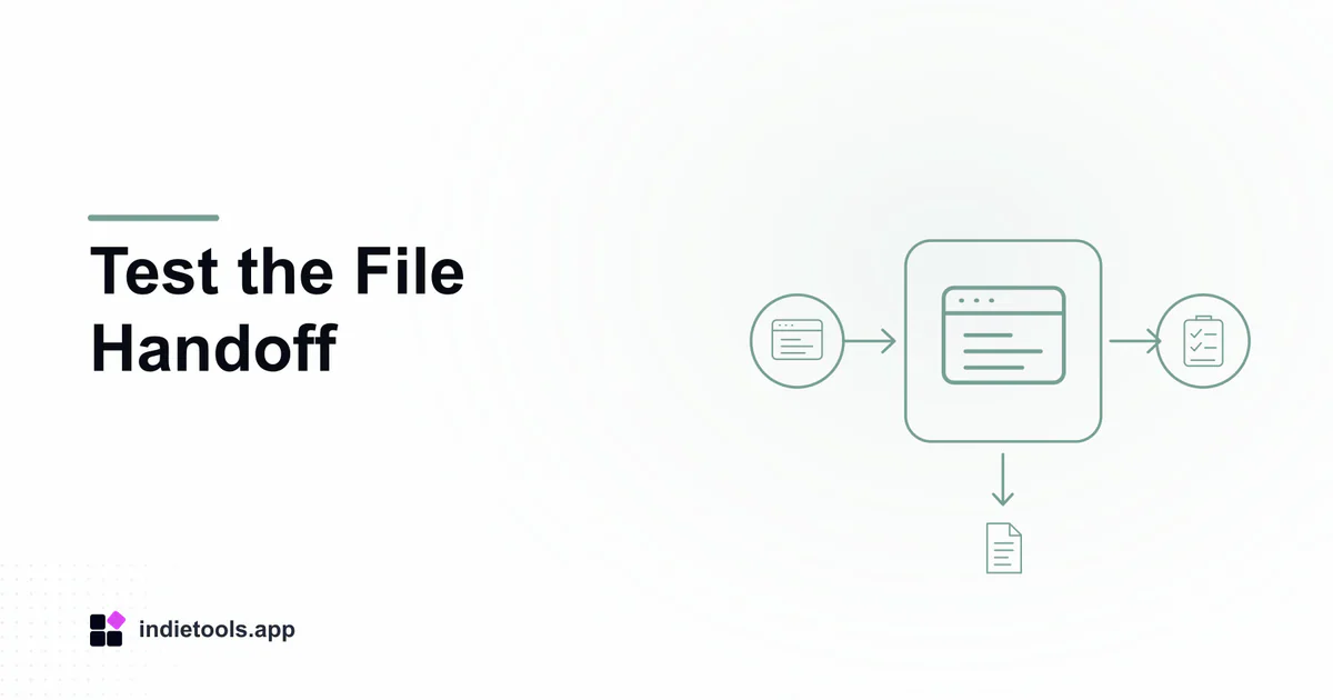 Test the File Handoff: browser illustration with IndieTools branding