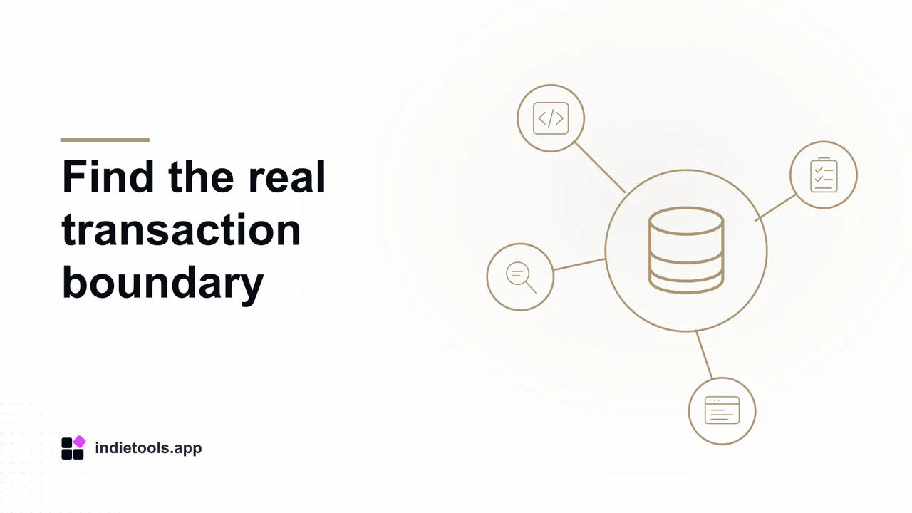 Find the real transaction boundary: database illustration with IndieTools branding